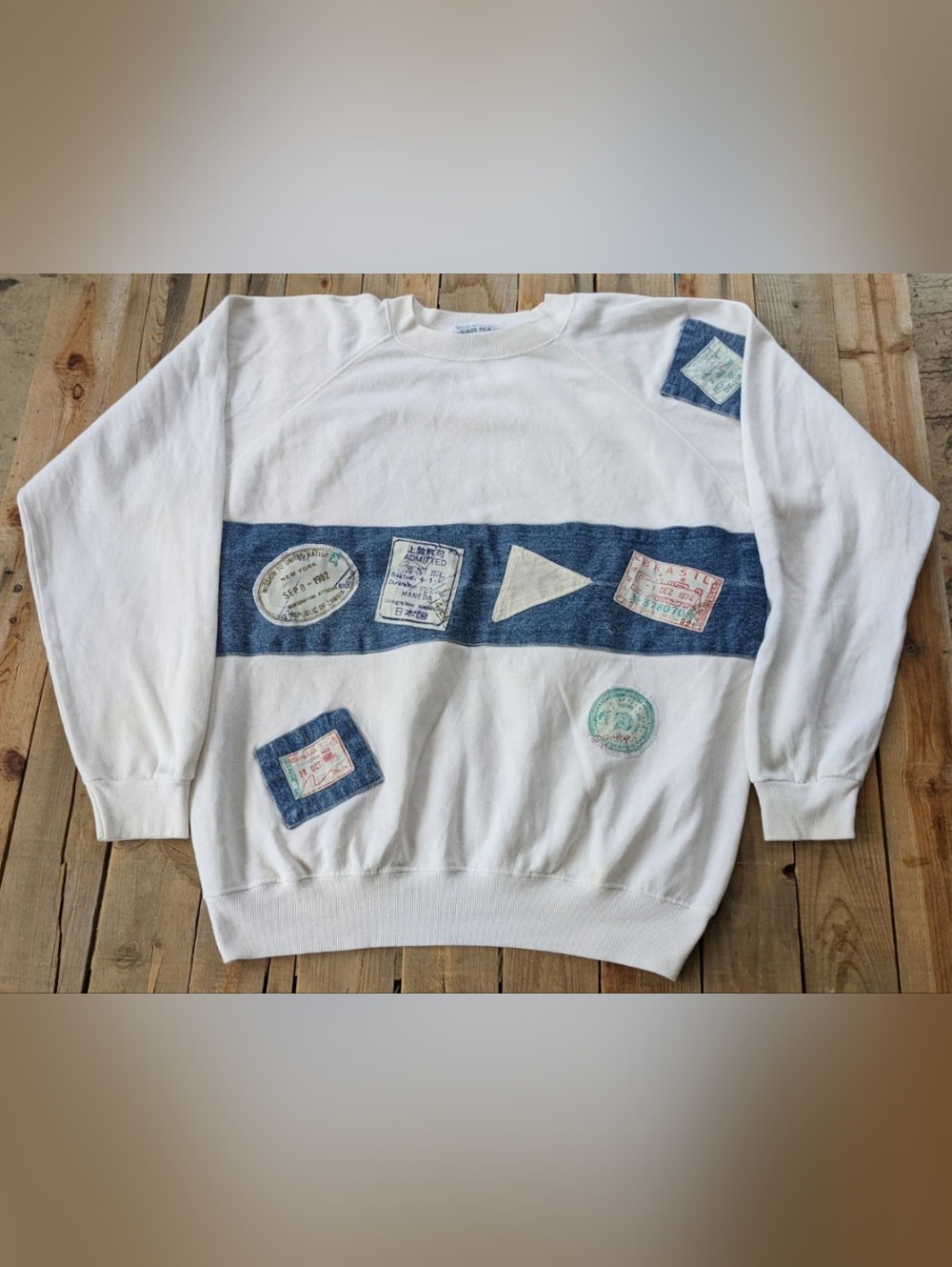 vintage '80s Jean magic of fort Lauderdale Cut & Sew Denim patched sweatshirt